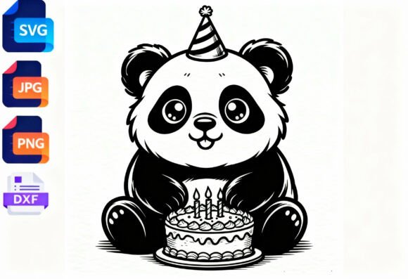 Download Cute Panda Birthday Cake SVG PNG DXF - Birthday cake svg Collection