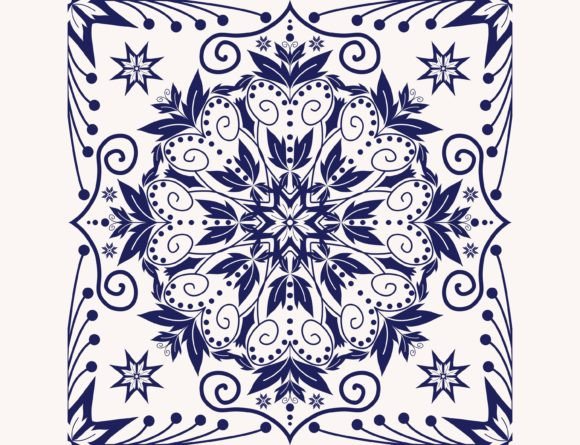 Download Ethnic Floral Drawing Blue-White Pattern - Floral drawing Collection