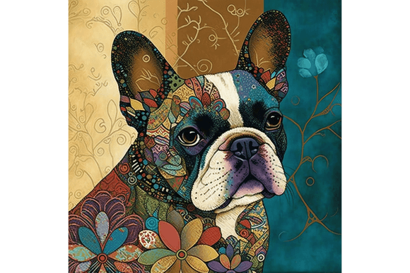 Download French Bulldog Wall Art Floral Drawing 3 - Floral drawing Collection