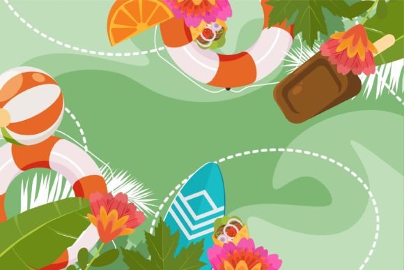Download Flat Summer Elements Green Background - Green Collection