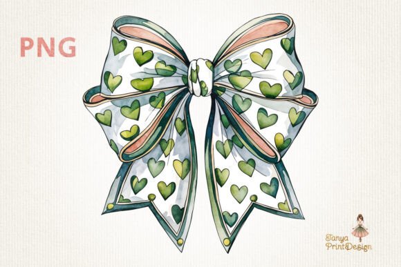 Download Green Hearts Bow Sublimation Clipart PNG - Green Collection
