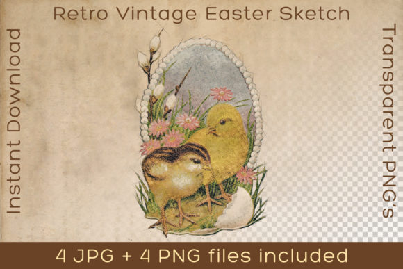 Download Easter Chickens Vintage Floral Drawing - Floral drawing Collection