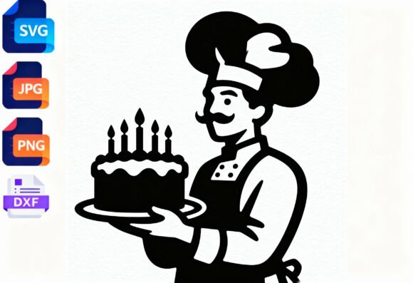 Download Chef Holding Birthday Cake SVG - Birthday cake svg Collection